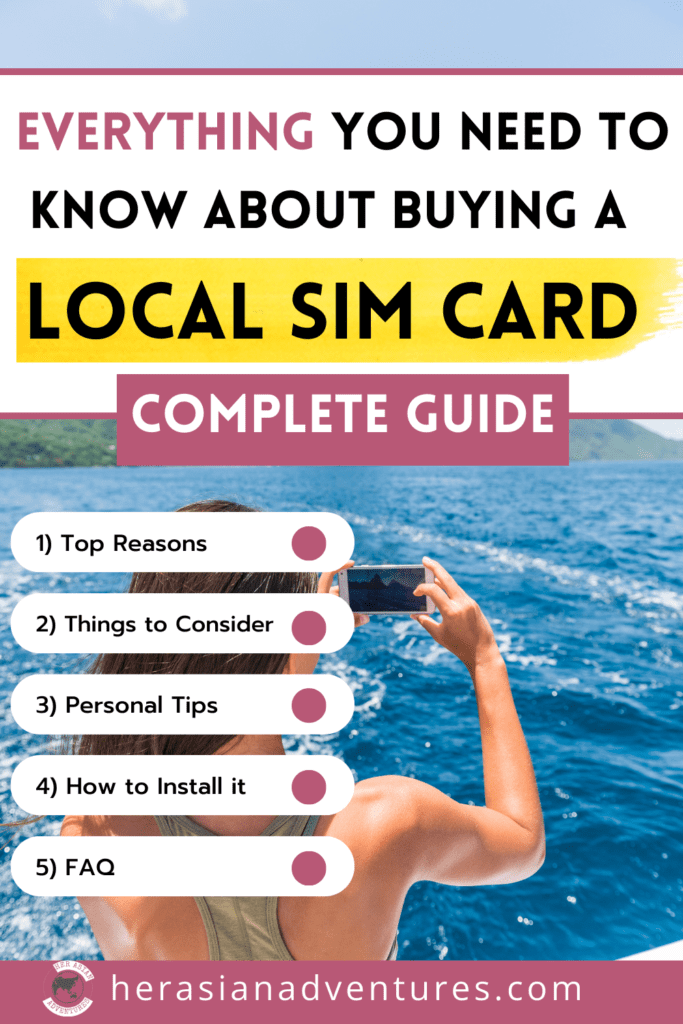 Her Asian Adventures. Local Sim Cards. Sim Card travel. Stay connected while traveling solo overseas. How to use phone abroad. Solo female travel. Travel tips. 2023 2024. Reasons to get a Sim card for solo travel. Travel essential. ESIMS. Best International sim cards for travel. Asia. Southeast Asia. Thailand. Indonesia. Vietnam. Singapore. Japan.