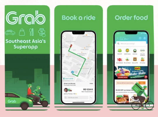 Screenshot of Grab. Best way to get around Southeast Asia.