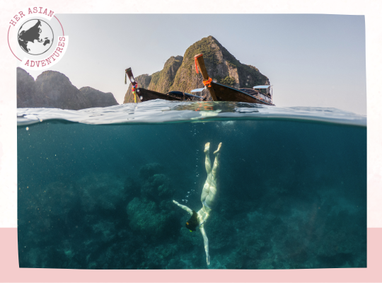 Her Asian Adventures. Best things to do in Phi Phi Island. Koh Phi Phi travel guide. Koh Phi Phi itinerary. Best places to visit in Phi Phi Island. Maya Bay. Phi Phi Island Tour. Monkey beach. bamboo island. snorkeling in mosquito island