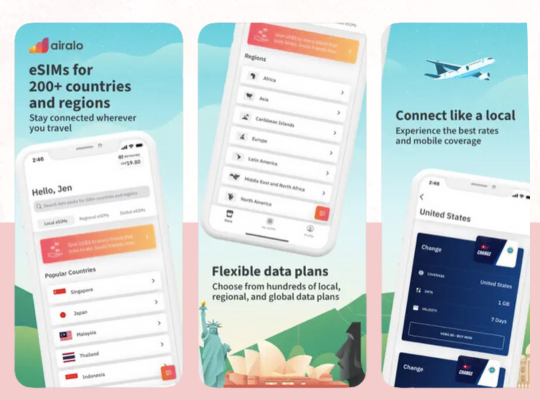 Screenshot of Airarlo. An eSIM that allows you to stay connected while traveling solo in southeast Asia