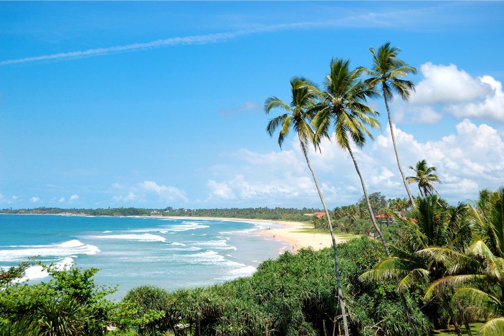 A beautiful tropical beach in Sri Lanka, illustrating why Sri Lanka is worth visiting for its serene coastline