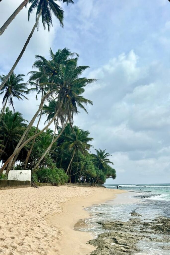Serene tropical beach scene with leaning palm trees and soft waves lapping against the sand—perfect for visualizing the dream behind “I want to go somewhere” and learning how to convince your parents to let you travel alone to paradise.