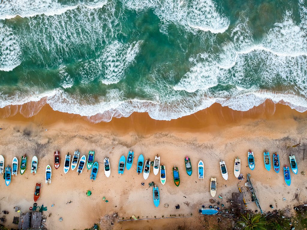 Aerial Photography of Boats on Shore