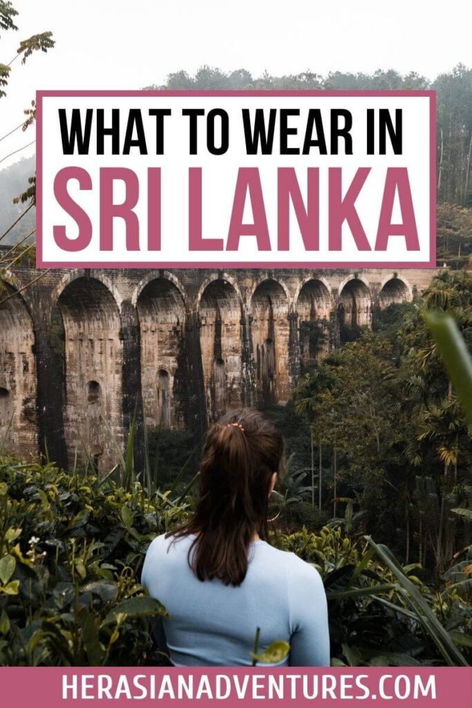 A traveler gazes at the iconic Nine Arches Bridge, dressed in modest yet stylish clothing. Offers inspiration for outfits to wear in Sri Lanka and essential items for an Asia travel bucket list.