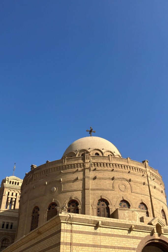 The domed structure of the Hanging Church, a significant Coptic Orthodox Church in Coptic Cairo, reflecting Egypt's Christian heritage and ancient architectural beauty.